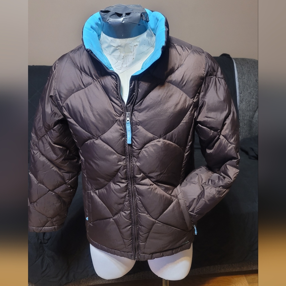Girls L.L.Bean Large 14-16 goose down puffer coat. Dark brown.